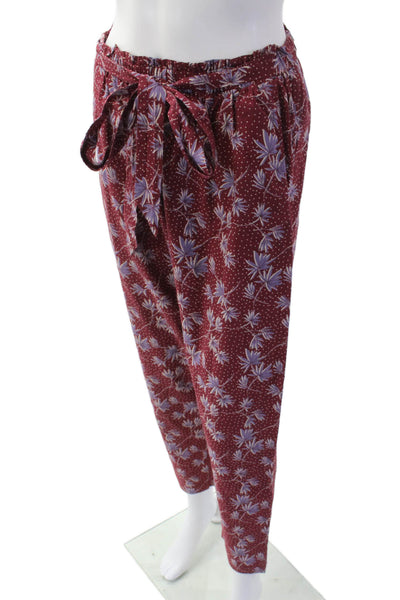 Eberjey Women's Elastic Waist Pull-On Straight Leg Pants Burgundy Size S