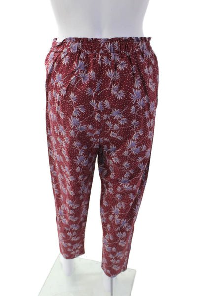 Eberjey Women's Elastic Waist Pull-On Straight Leg Pants Burgundy Size S
