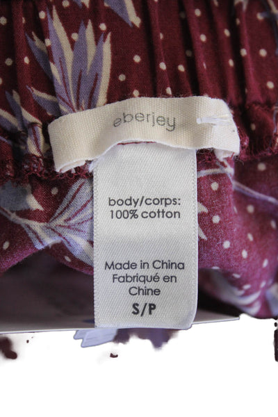 Eberjey Women's Elastic Waist Pull-On Straight Leg Pants Burgundy Size S