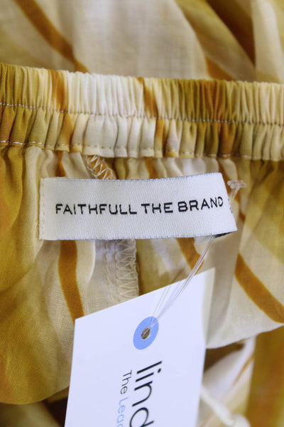 Faithfull The Brand Women's Elastic Waist Slit Hem Casual Pants Green Size S