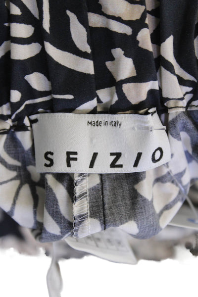 Sfizio Women's Paperbag Waist Straight Leg Pockets Floral Pants Black Size 2