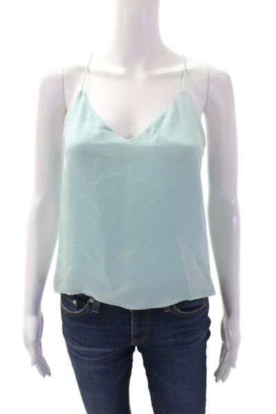 J Crew Women's V-Neck Spaghetti Straps Silk Cami Tank Top Blue Size 2
