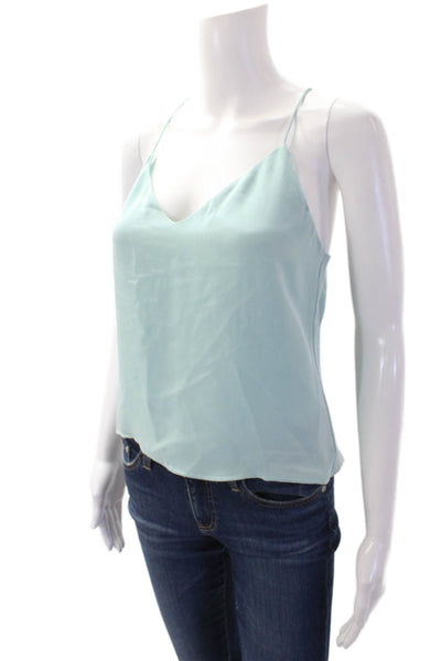 J Crew Women's V-Neck Spaghetti Straps Silk Cami Tank Top Blue Size 2