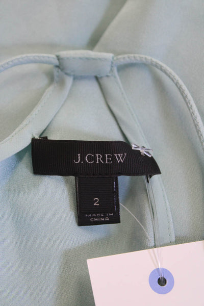 J Crew Women's V-Neck Spaghetti Straps Silk Cami Tank Top Blue Size 2