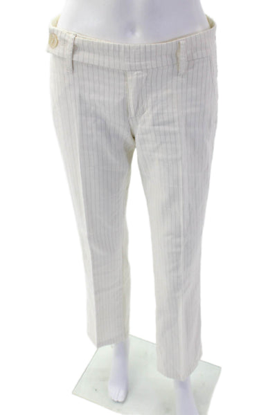 Joes Women's Button Closure Straight Leg Dress Pants Beige Striped Size 26