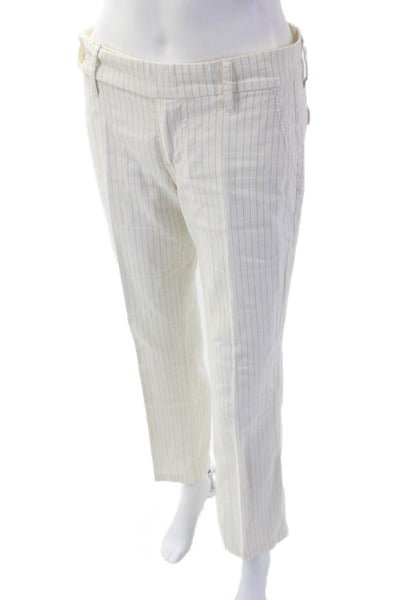 Joes Women's Button Closure Straight Leg Dress Pants Beige Striped Size 26