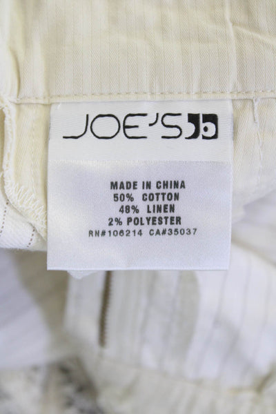 Joes Women's Button Closure Straight Leg Dress Pants Beige Striped Size 26