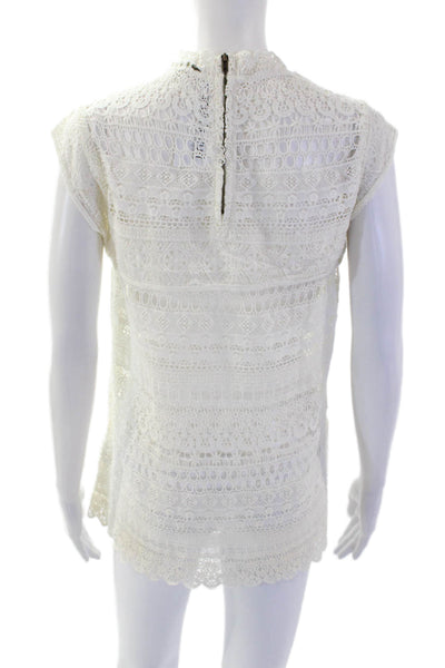Maison Scotch Women's Round Neck Sleeveless Lace Mini Dress White Size 1
