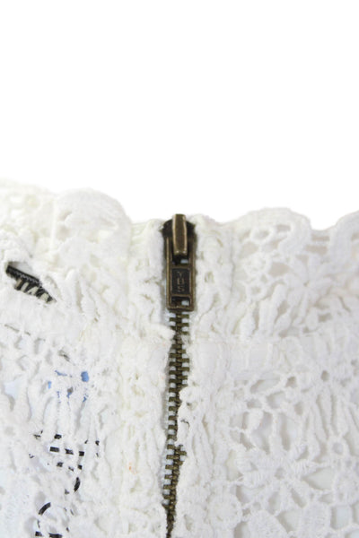 Maison Scotch Women's Round Neck Sleeveless Lace Mini Dress White Size 1