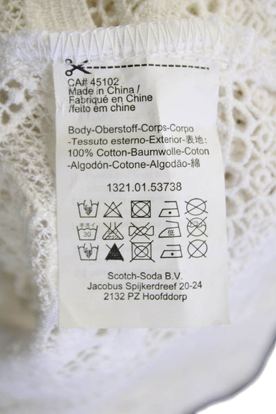 Maison Scotch Women's Round Neck Sleeveless Lace Mini Dress White Size 1