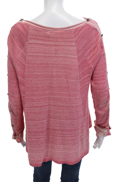 We The Free Womens Cotton Boat Neck Long Sleeve Sweater Top Red Size S