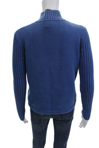 Ralph Ralph Lauren Womens Cotton Mock Neck Long Sleeve Sweater Top Blue Size L