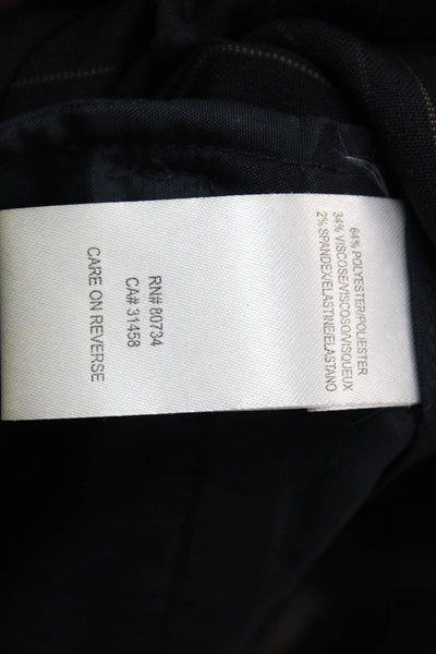 BCBGMAXAZRIA Womens Striped High Waisted Cuff Ankle Wide Leg Pants Black Size 8