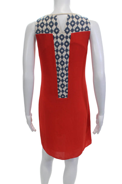 THML Womens Boat Neck Sleeveless Stitch Detail Color Block Dress Orange Size M