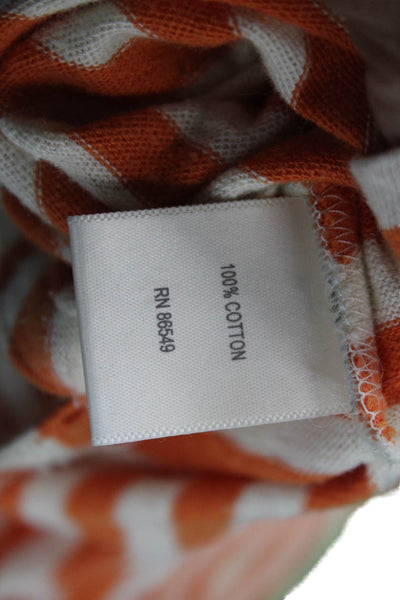 Tommy Bahama Womens 3/4 Sleeve Boat Neck Striped Top White Orange Size XS