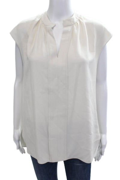 Charlotte Brody Womens Y-Neck Blouse White Size L