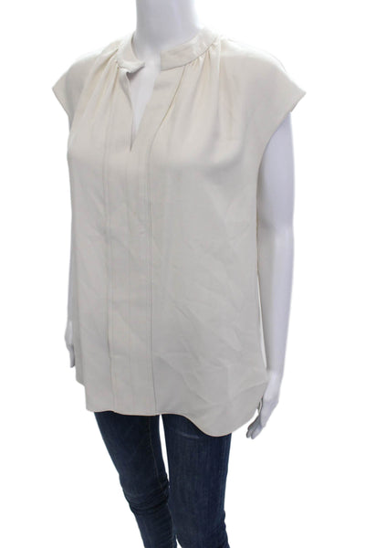Charlotte Brody Womens Y-Neck Blouse White Size L