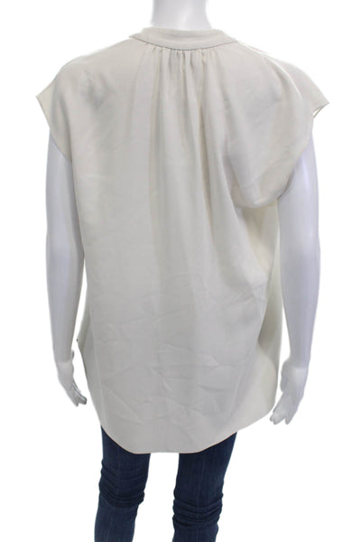 Charlotte Brody Womens Y-Neck Blouse White Size L