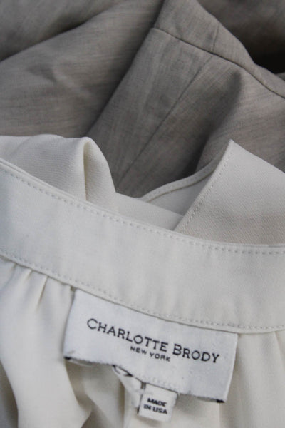 Charlotte Brody Womens Y-Neck Blouse White Size L