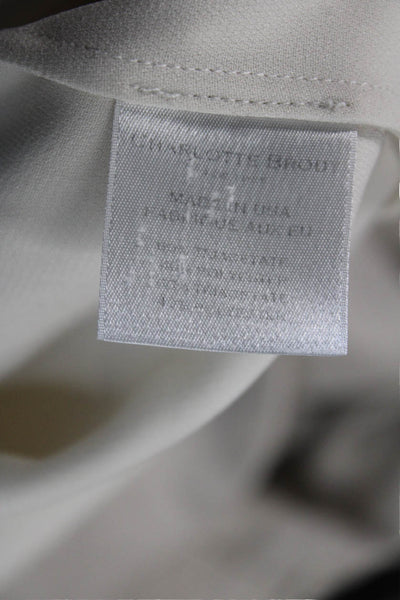 Charlotte Brody Womens Y-Neck Blouse White Size L