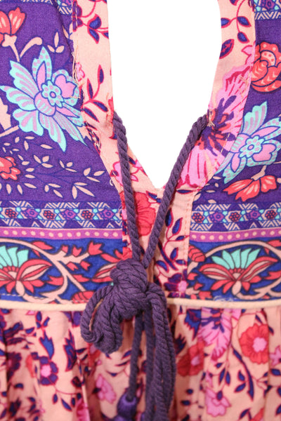 R. Vivimos Womesn Floral Print Long Sleeve Mid-Calf Dress Pink Size XS