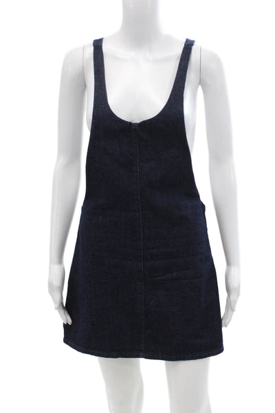 Zara Trafaluc Womens Cotton Denim Sleeveless Mini Dress Navy Size XS