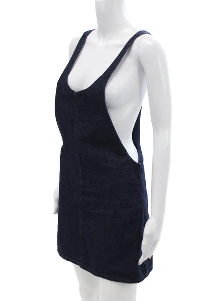Zara Trafaluc Womens Cotton Denim Sleeveless Mini Dress Navy Size XS