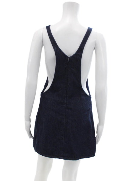 Zara Trafaluc Womens Cotton Denim Sleeveless Mini Dress Navy Size XS
