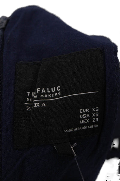 Zara Trafaluc Womens Cotton Denim Sleeveless Mini Dress Navy Size XS