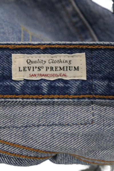 Levis Womens Cotton Distressed Medium Wash Denim Shorts Blue Size 24
