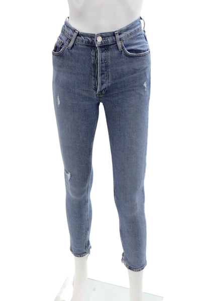 Agolde Womens Medium Wash Mid-Rise Skinny Jeans Blue Size 23