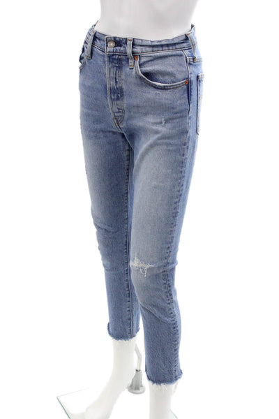 Levis Womens Cotton Distressed Medium Wash Jeans Blue Size 25