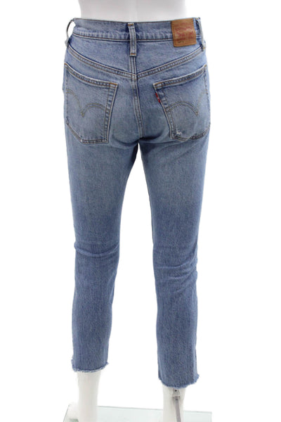 Levis Womens Cotton Distressed Medium Wash Jeans Blue Size 25