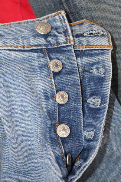 Levis Womens Cotton Distressed Medium Wash Jeans Blue Size 25