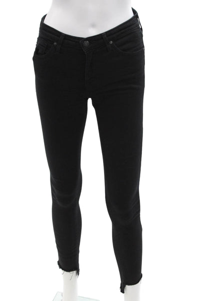 AG Adriano Goldschmied Womens Cotton Low-Rise Skinny Jeans Black Size 24R