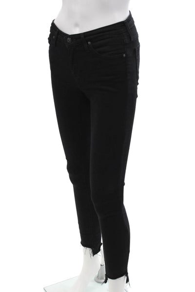 AG Adriano Goldschmied Womens Cotton Low-Rise Skinny Jeans Black Size 24R