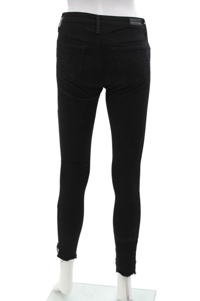 AG Adriano Goldschmied Womens Cotton Low-Rise Skinny Jeans Black Size 24R