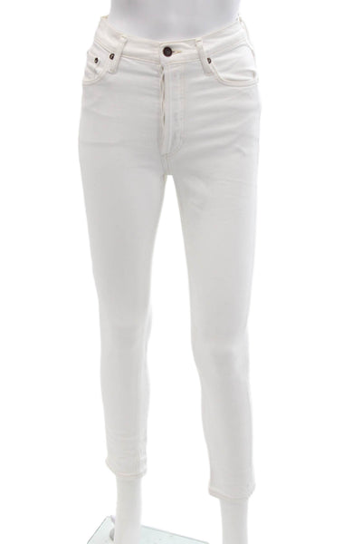 Agolde Womens Cotton Button Fly Mid-Rise Skinny Pants White Size 23