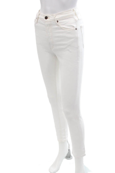 Agolde Womens Cotton Button Fly Mid-Rise Skinny Pants White Size 23
