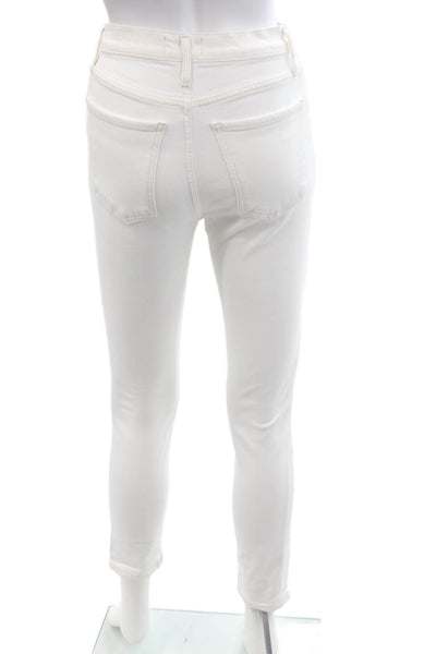 Agolde Womens Cotton Button Fly Mid-Rise Skinny Pants White Size 23