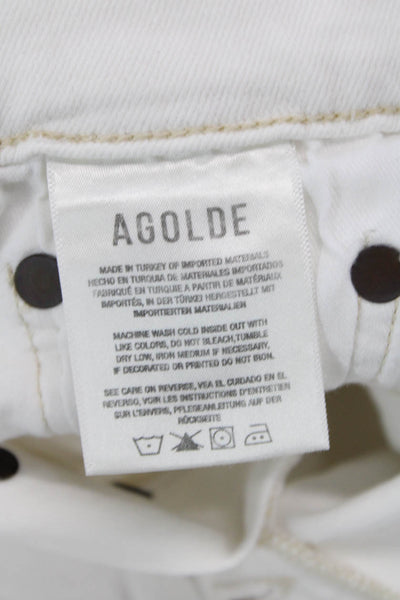 Agolde Womens Cotton Button Fly Mid-Rise Skinny Pants White Size 23