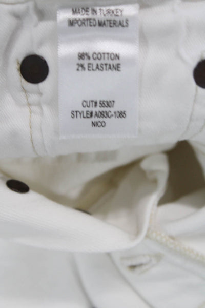 Agolde Womens Cotton Button Fly Mid-Rise Skinny Pants White Size 23