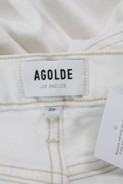 Agolde Womens Cotton Button Fly Mid-Rise Skinny Pants White Size 23