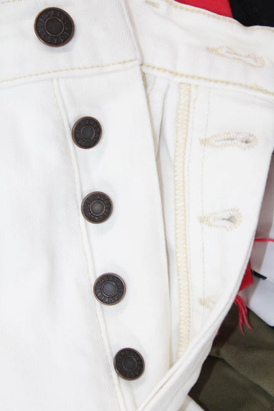 Agolde Womens Cotton Button Fly Mid-Rise Skinny Pants White Size 23