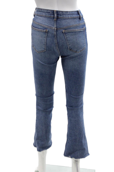Zara Womens Denim Mid-Rise Flared Jeans Blue Size 2