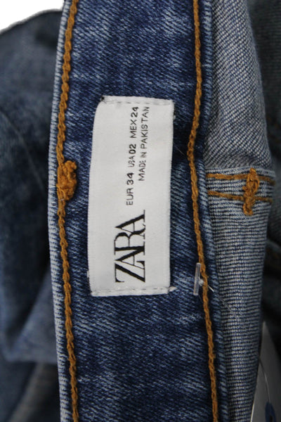 Zara Womens Denim Mid-Rise Flared Jeans Blue Size 2