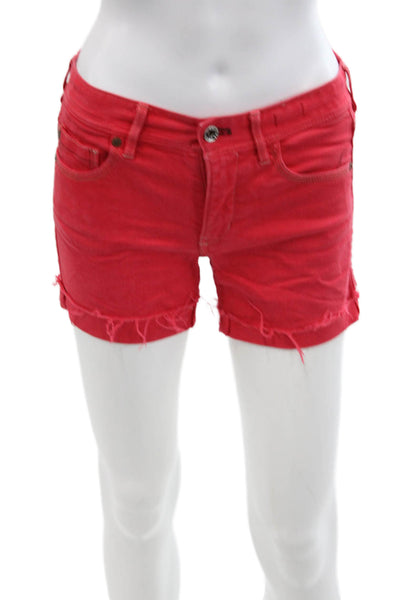 Madewell Womens Cotton Low-Rise Denim Shorts Red Size 25