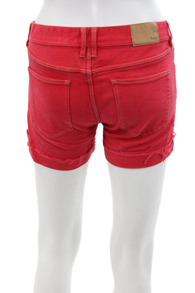 Madewell Womens Cotton Low-Rise Denim Shorts Red Size 25