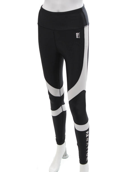 PE Nation Womens Stretch Two-Tones Activewear Leggings Black Size XS