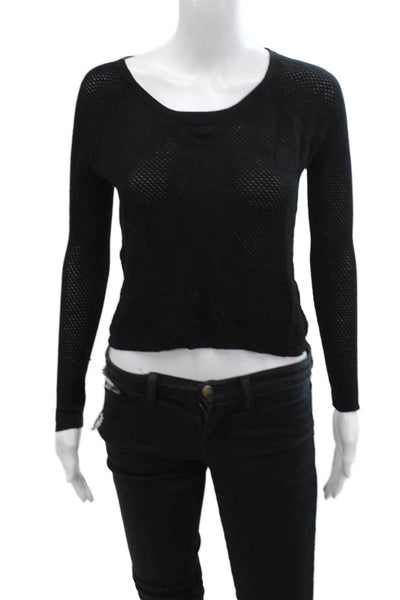 Rag & Bone Knit Womens Solid Long Sleeve Knit Top Black Size XS